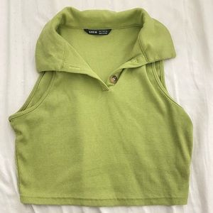 Green Shein collared crop top